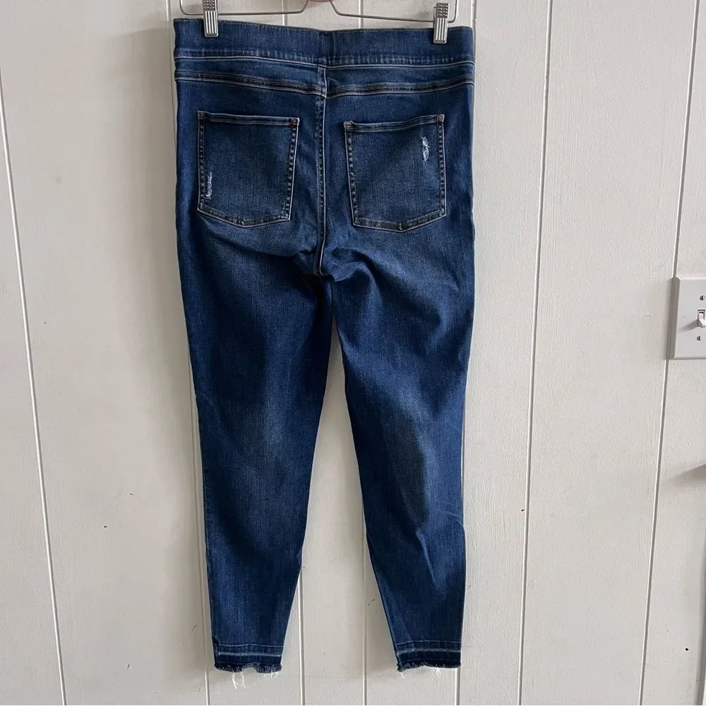 SPANX Distressed Ankle Skinny Jeans‎ in Medium Wash